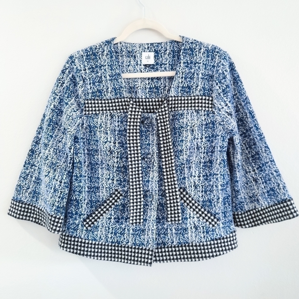 Cabi Cobalt & Houndstooth Blazer M